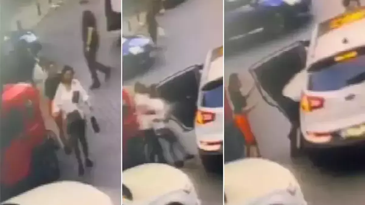 Moment of abduction of a woman northwest of Turkey