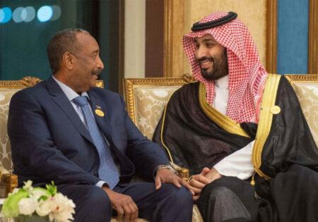 Saudi Arabia's Crown Prince Mohammed bin Salman and Abdul Fattah al-Burhan