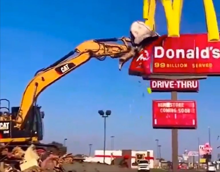 Demolition of a McDonald's branch in Pakistan