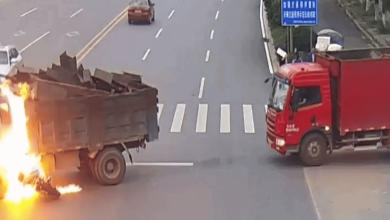 سائق دراجة ينجو بأعجوبة watanserb.com