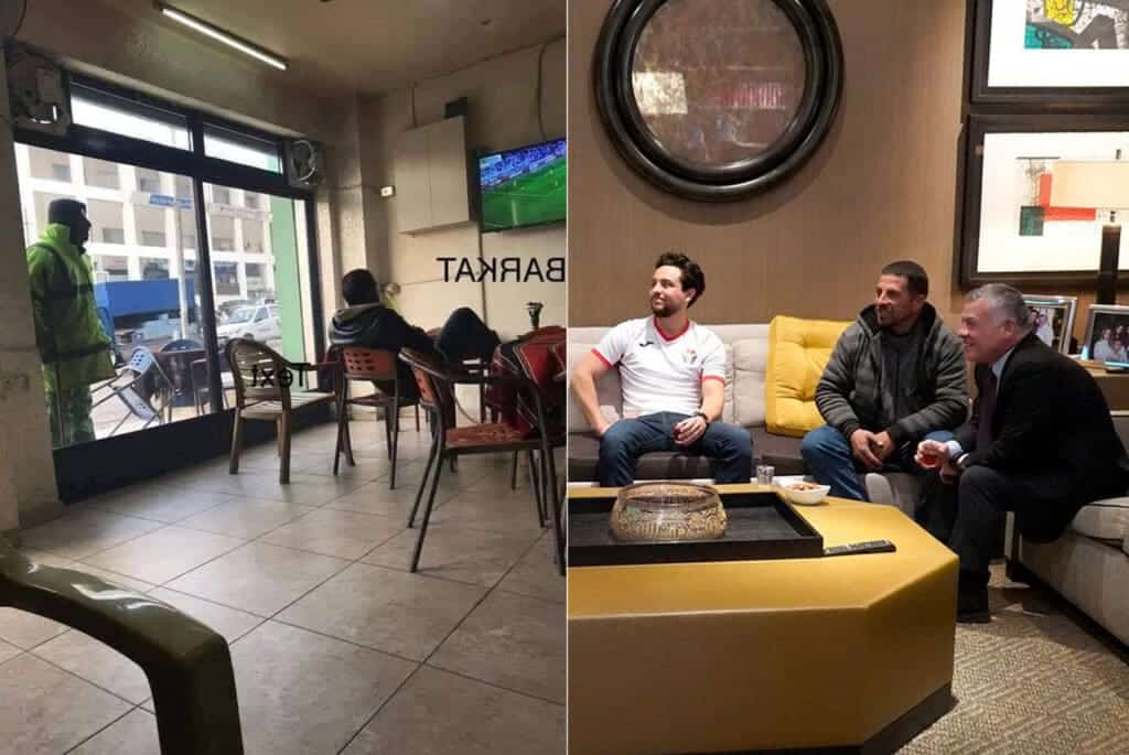 عامل نظافة يشاهد مبارة مع الملك عبد الله الثاني watanserb.com