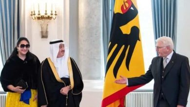السفير السعودي في ألمانيا عصام بن إبراهيم بيت المال وزوجته مع الرئيس الألماني watanserb.com