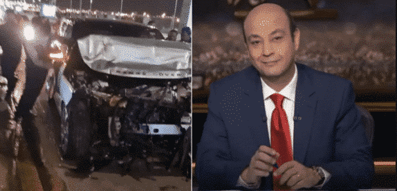 عمرو أديب ينجو من حادث سير مروع watanserb.com