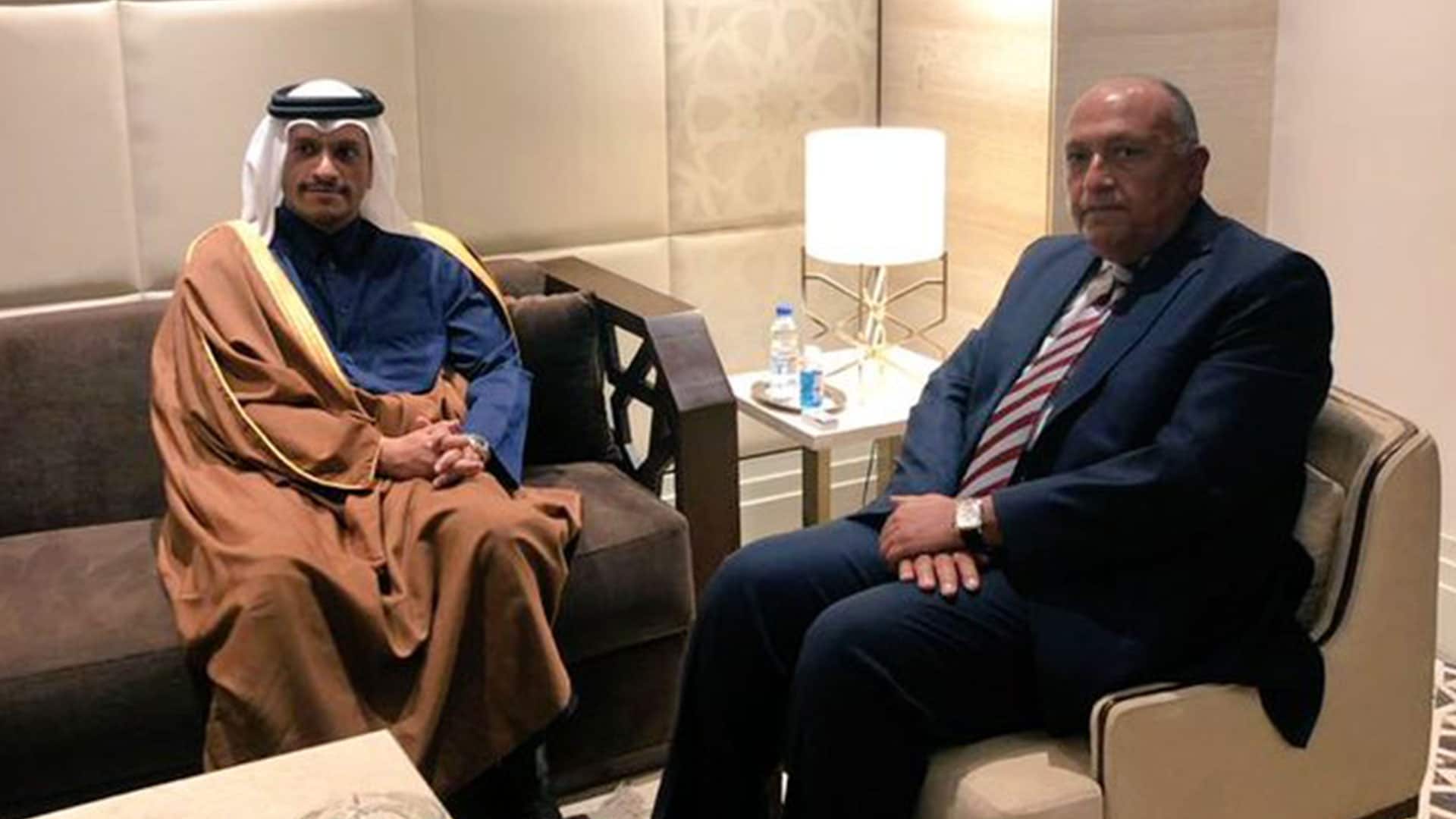 وزير خارجية قطر ونظيره المصري سامح شكري watanserb.com