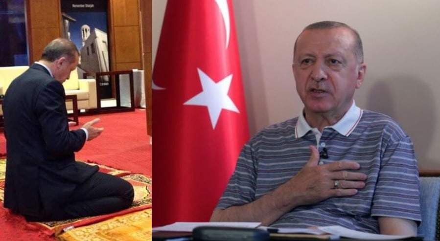 فيديو مسرب يظهر أردوغان يؤم أسرته ومسؤولين مقربين منه في الصلاة