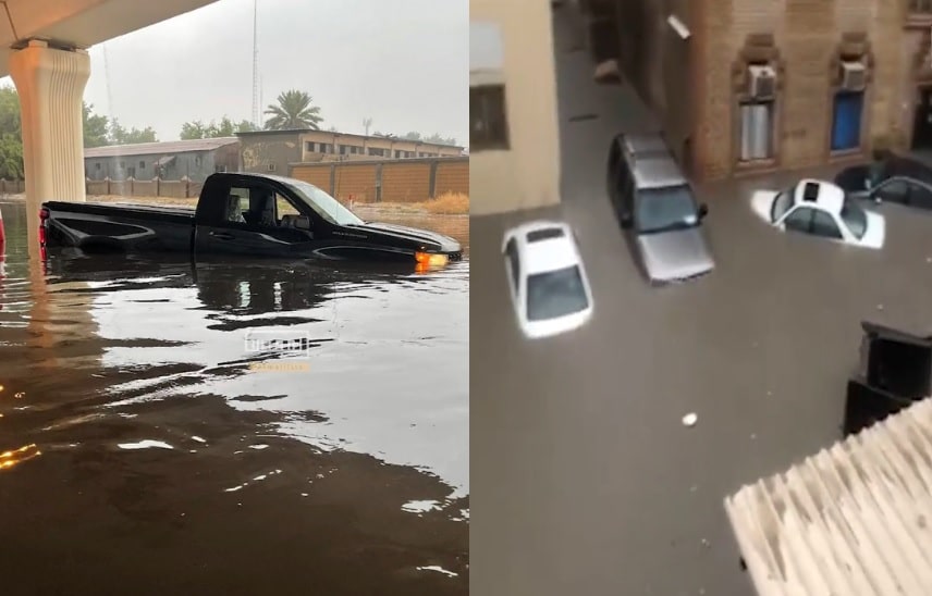 الأمطار الغزيرة تغرق شوارع ومركبات في الكويت watanserb.com