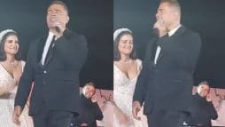 عروس تضع عمرو دياب في موقف مُحرج بسبب فستانها! (فيديو) watanserb.com