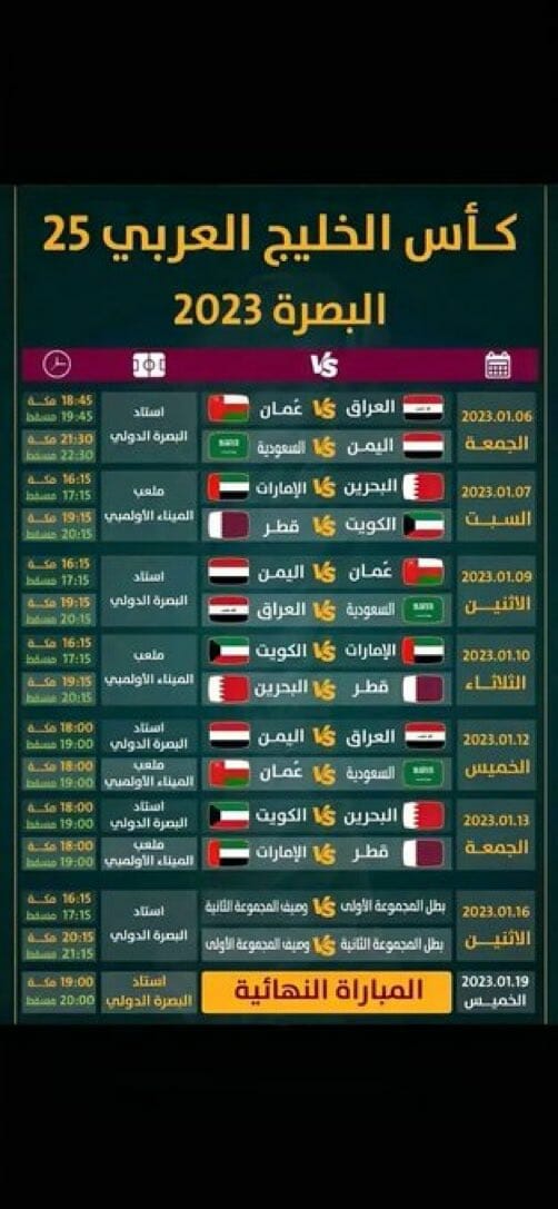 مباريات خليجي25 العراق