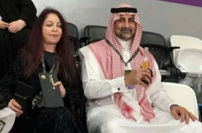 Omar bin Laden and his wife Zina at the Qatar World Cup