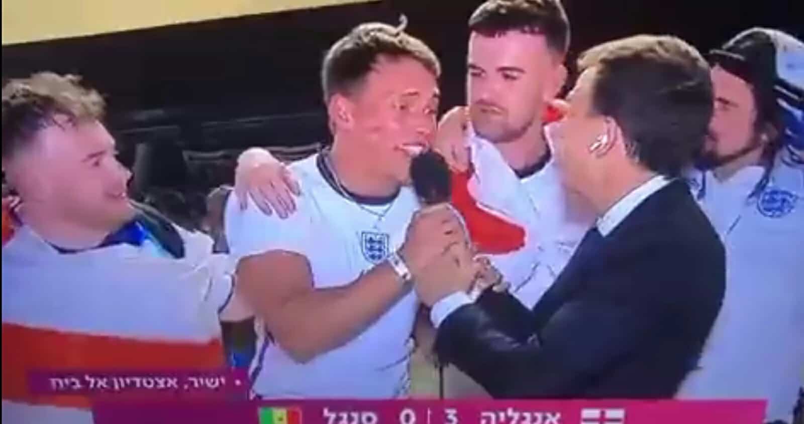 مشجع إنجليزي يصدم مراسل إسرائيلي watanserb.com