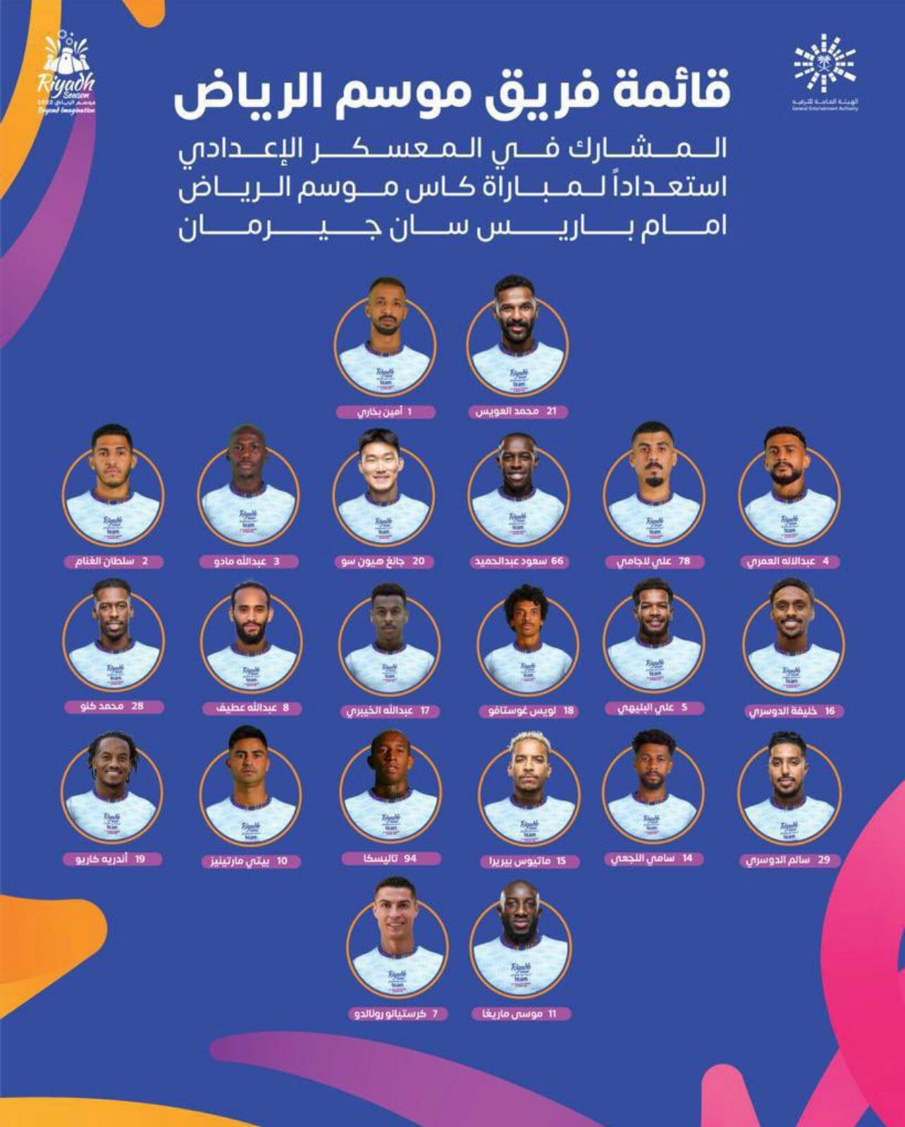 تشكيلة النصر والهلال في كأس موسم الرياض 2023