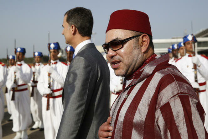 ملك المغرب محمد السادس خلال زيارة قام بها ملك إسبانيا فيليبي إلى الرباط في يوليو 2014. 