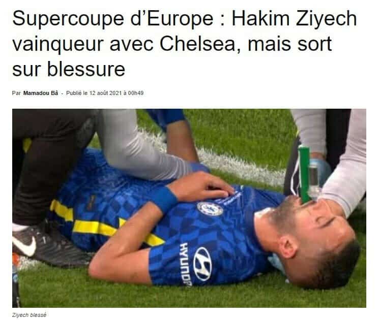 إصابة حكيم زياش مع نادي تشيلسي