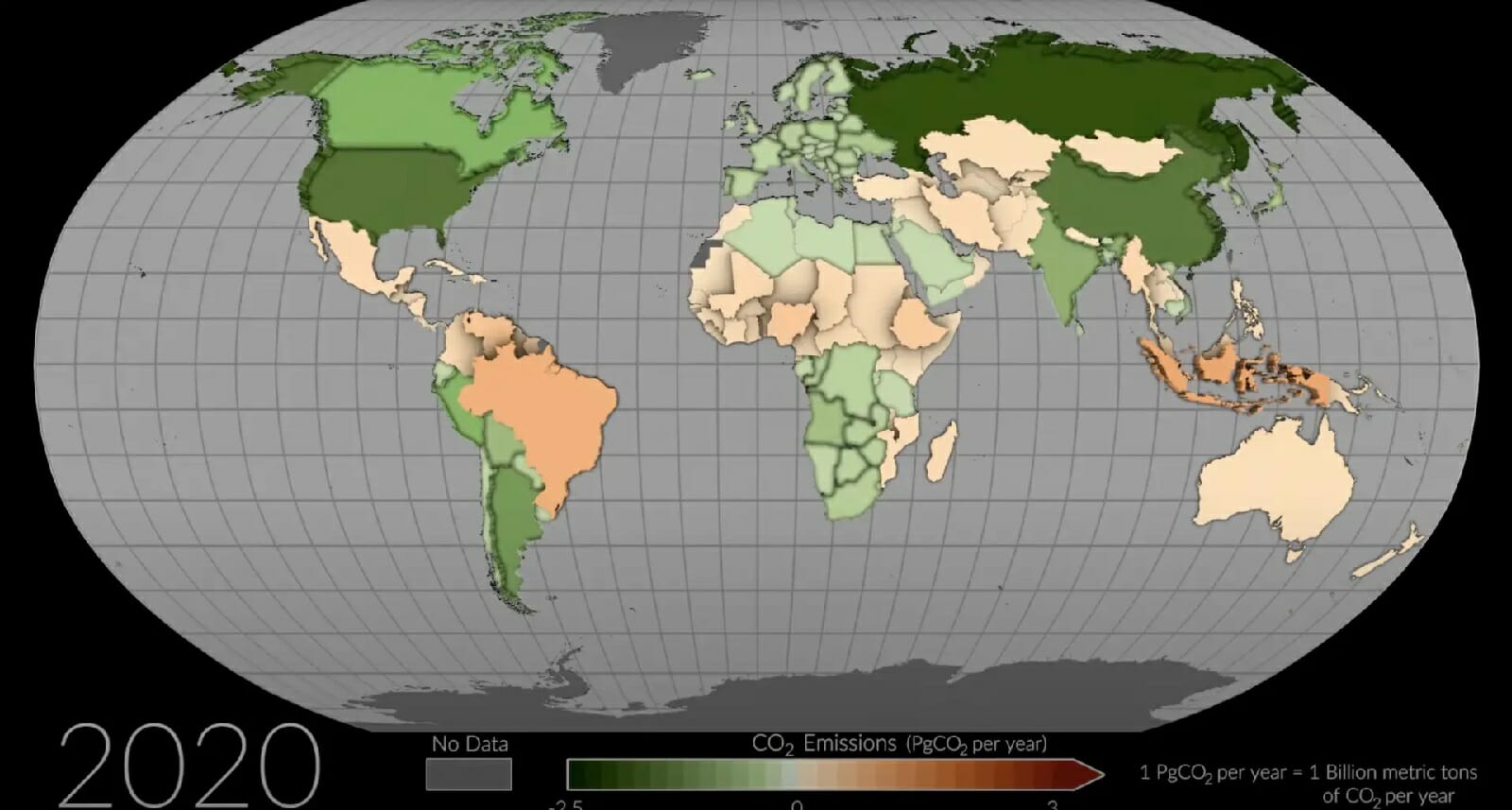 مخزون الكربون في التربة والمناطق الخضراء حسب دول العالم