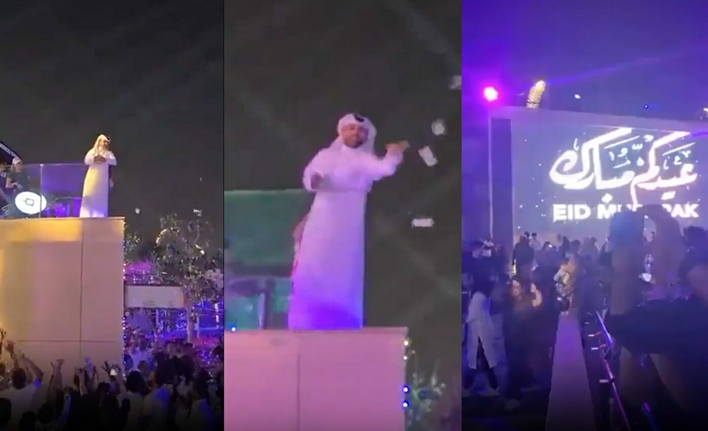 قطري يلقي الأموال على المارة في عيد الفطر watanserb.com