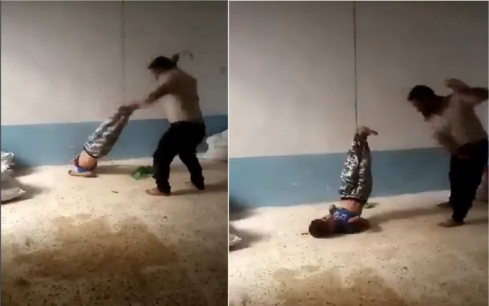 عراقي يعذب ابنه في صلاح الدين watanserb.com