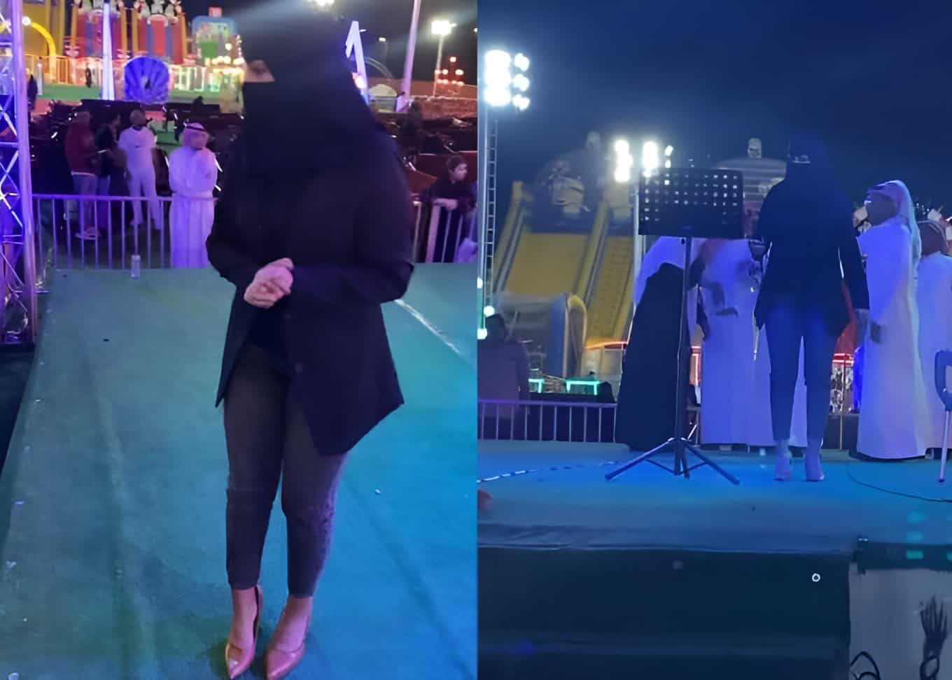 مطربة غامضة في السعودية تغني بملابس خليعة مع نقاب (فيديو)