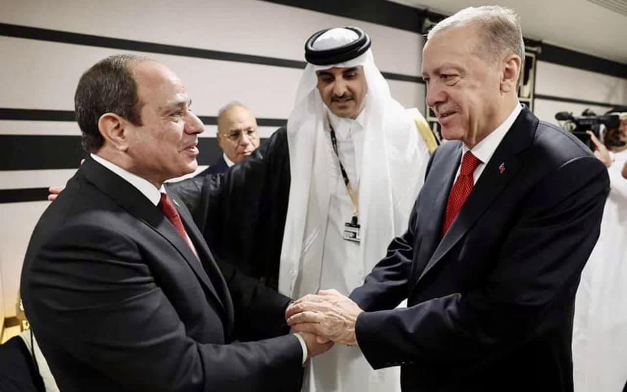لقاء أردوغان والسيسي في قطر