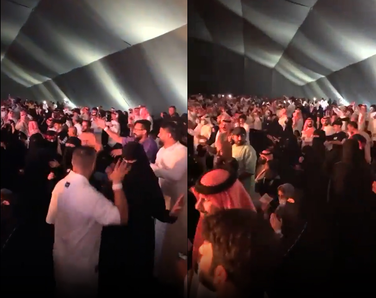 رقص مختلط بين منقبات وشبان في السعودية