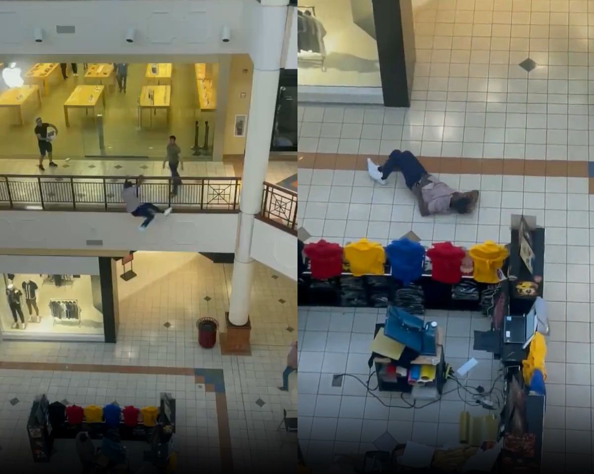 سقوط سارق من الطابق الثاني بعد سرقته أحد متاجر شركة آبل Apple