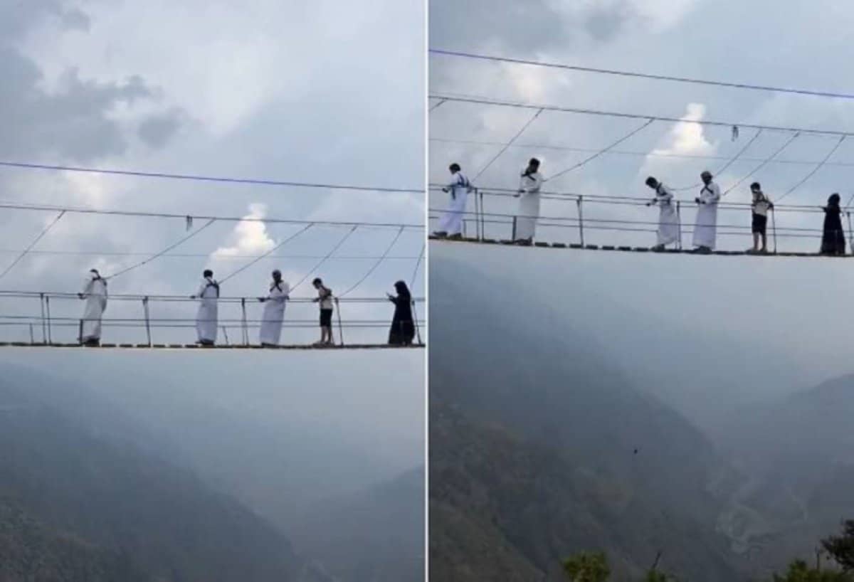 شاب سعودي على جسر الباحة المعلق