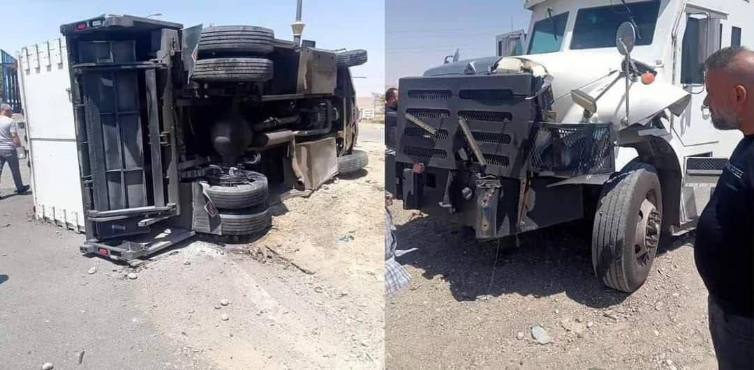 انقلاب شاحنة عراقية محملة بالأموال