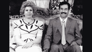صدام حسين مع زوجته