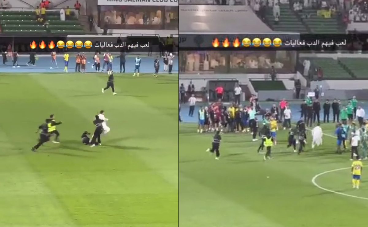 مشجع نصراوي يقتحم الملعب بعد مباراة الرجاء