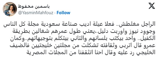 تعليق الناشطة والصحفية ياسمين محفوظ