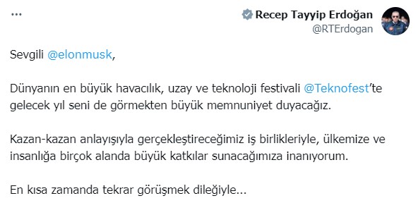 تعليق رجب طيب أردوغان على تغريدة ماسك
