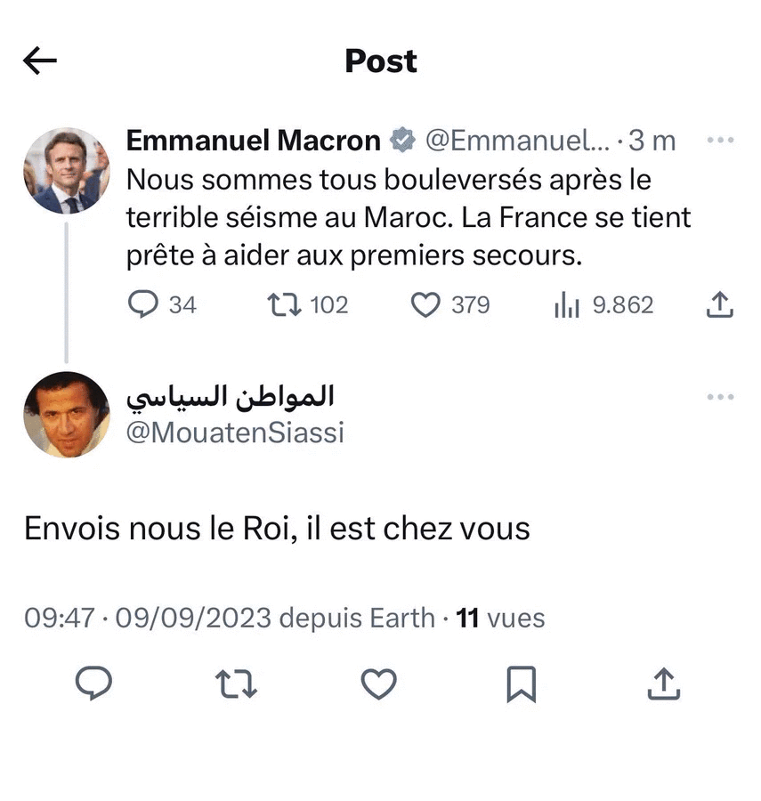 تغريدة إيمانويل ماكرون لاستعداده لدعم المغرب