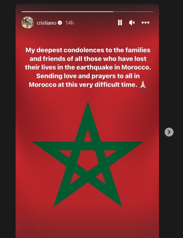 تضامن رونالدو مع ضحايا زلزال المغرب