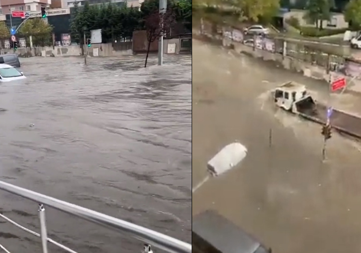 سيول إسطنبول.. أمطار غزيرة تغرق الشوارع وتحاصر المواطنين وتغمر السيارات (شاهد)