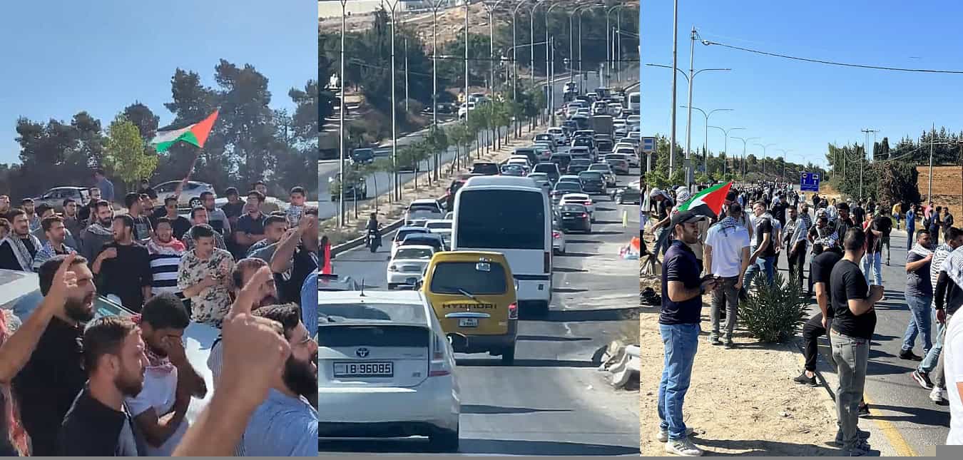 حشود أردنية ضخمة تتجه نحو الحدود نصرة لغزة