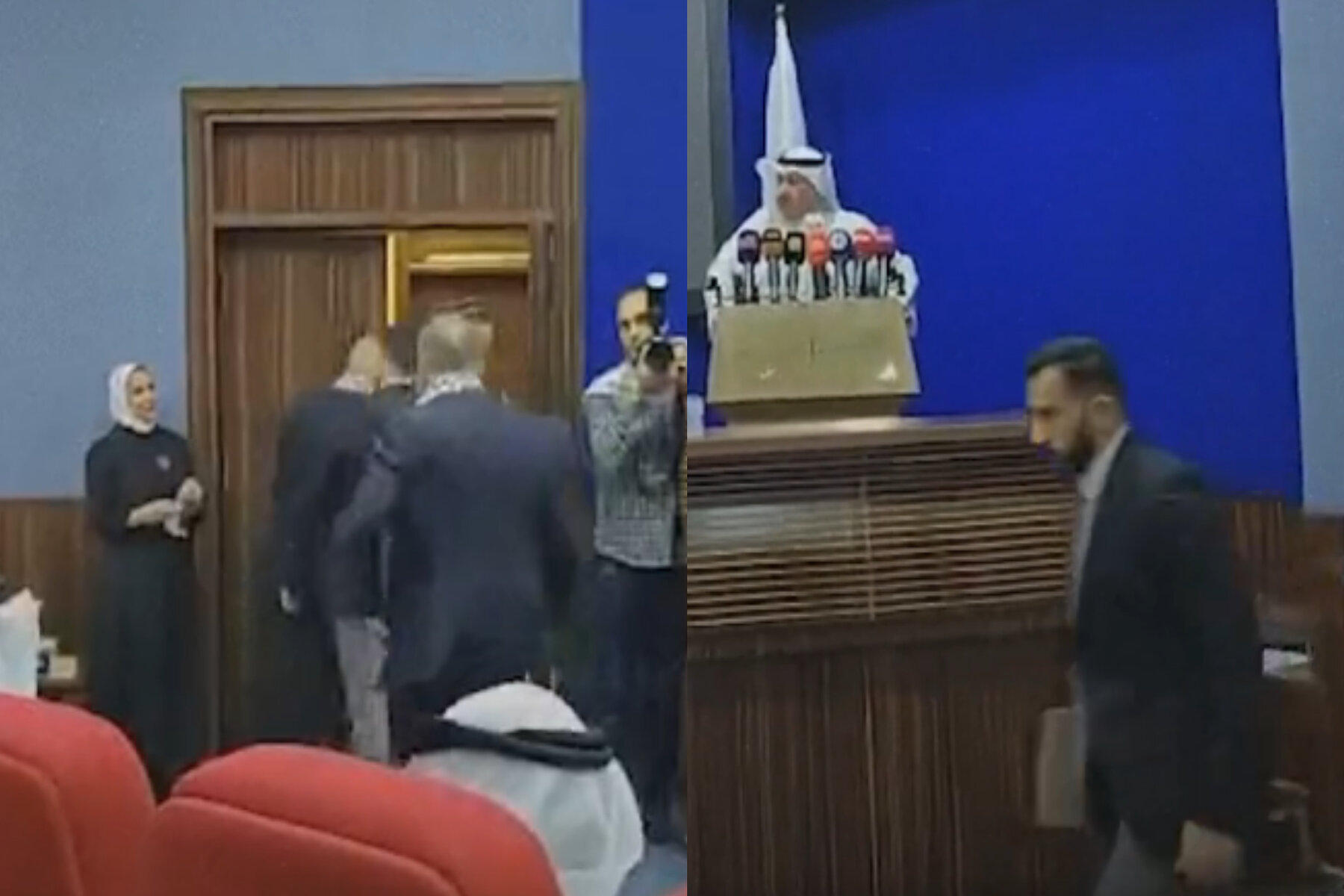 انتشر مقطع فيديو، لسفير السلطة الفلسطينية في الكويت رامي طهبوب، وهو يغادر قاعة المهرجان الخطابي بعنوان "طوفان الأقصى".