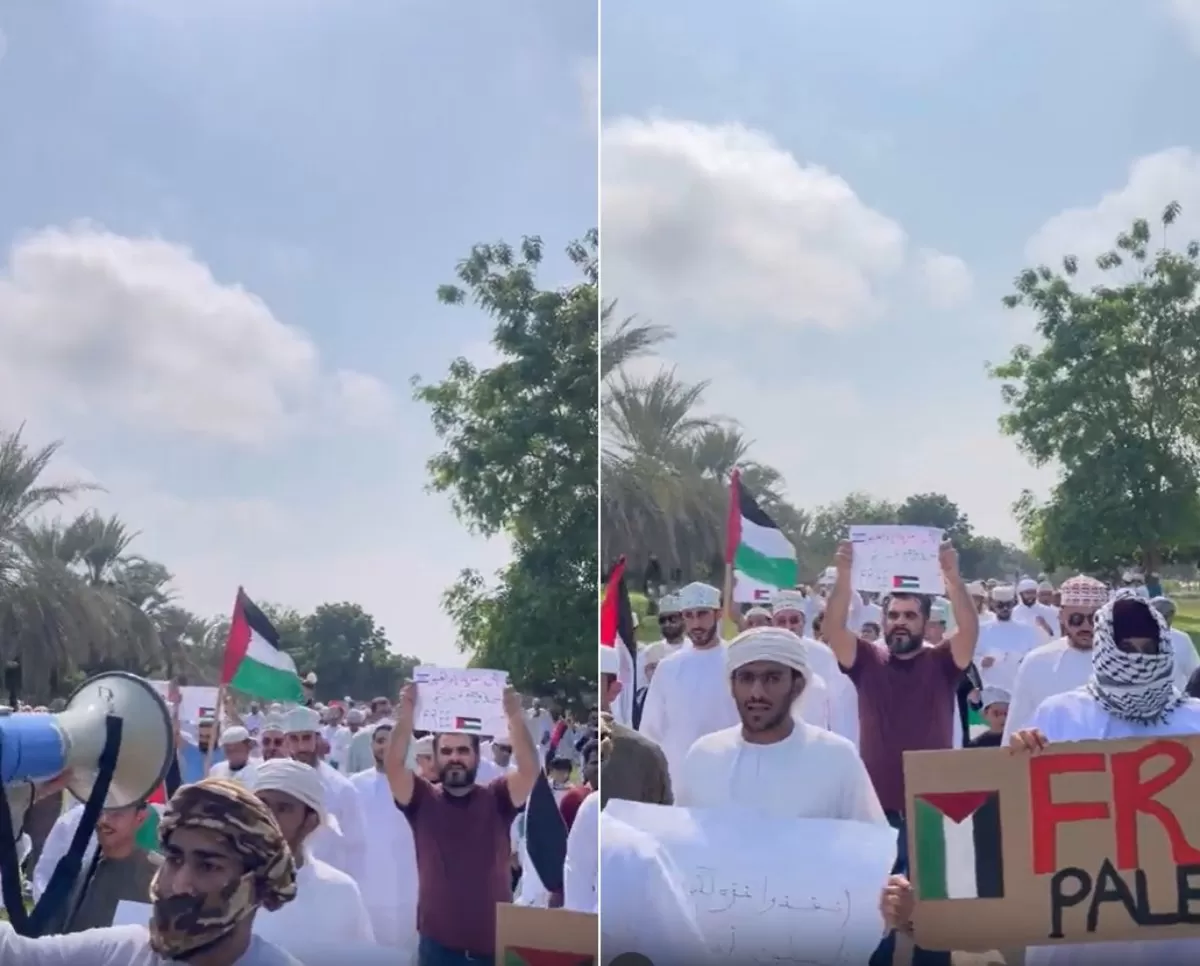 تظاهرة مناصرة لحماس وغزة في سلطنة عمان