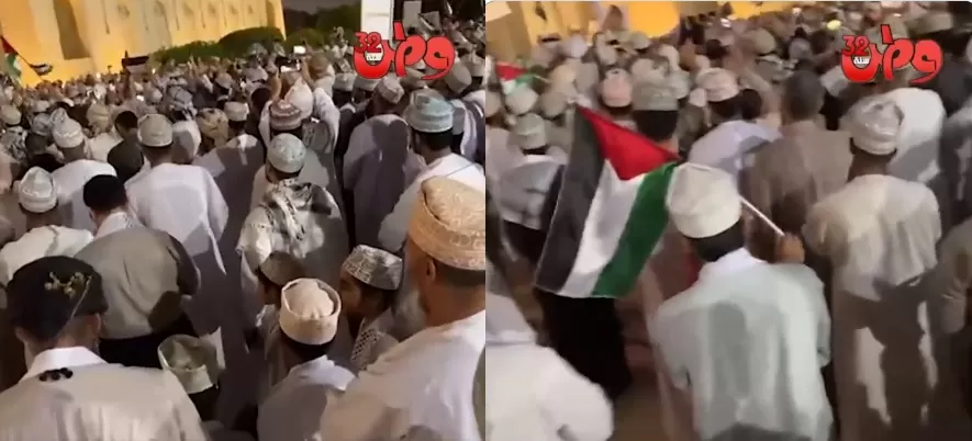 حشود عمانية أمام جامع السلطان قابوس نصرة لغزة