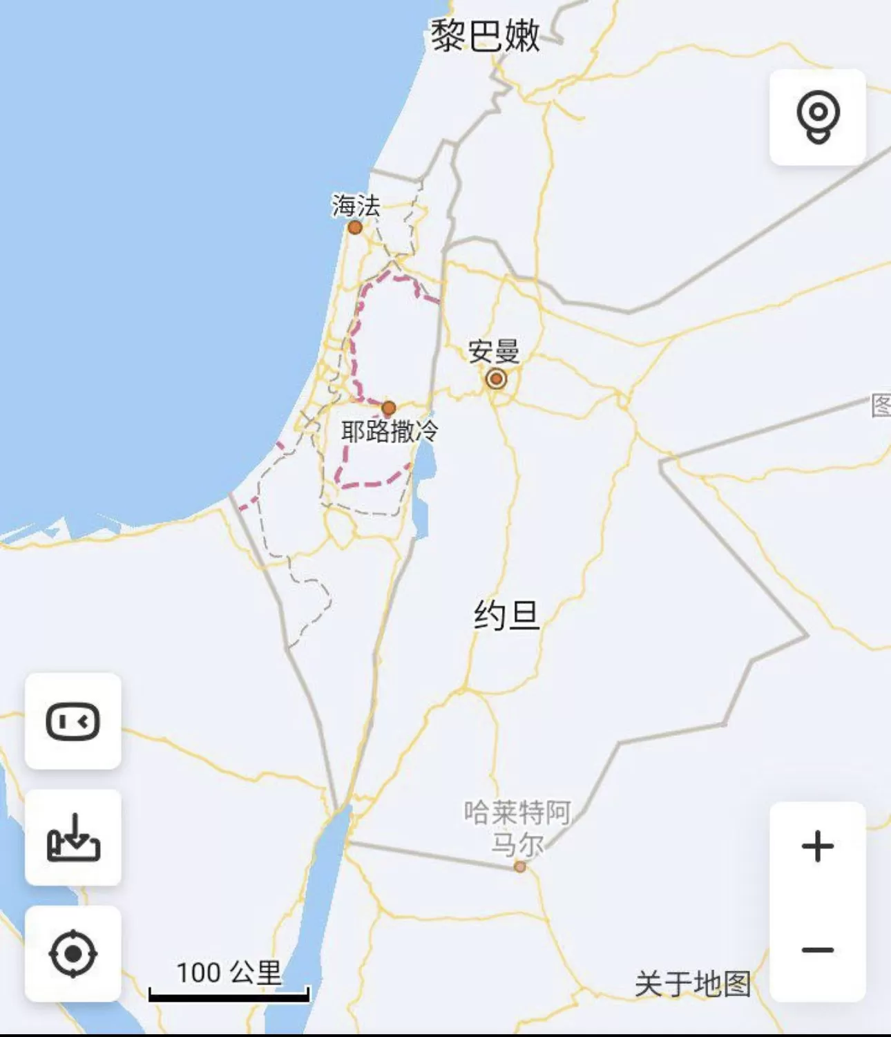 خريطة تظهر حذف تطبيقات صينية اسم إسرائيل من خرائطها