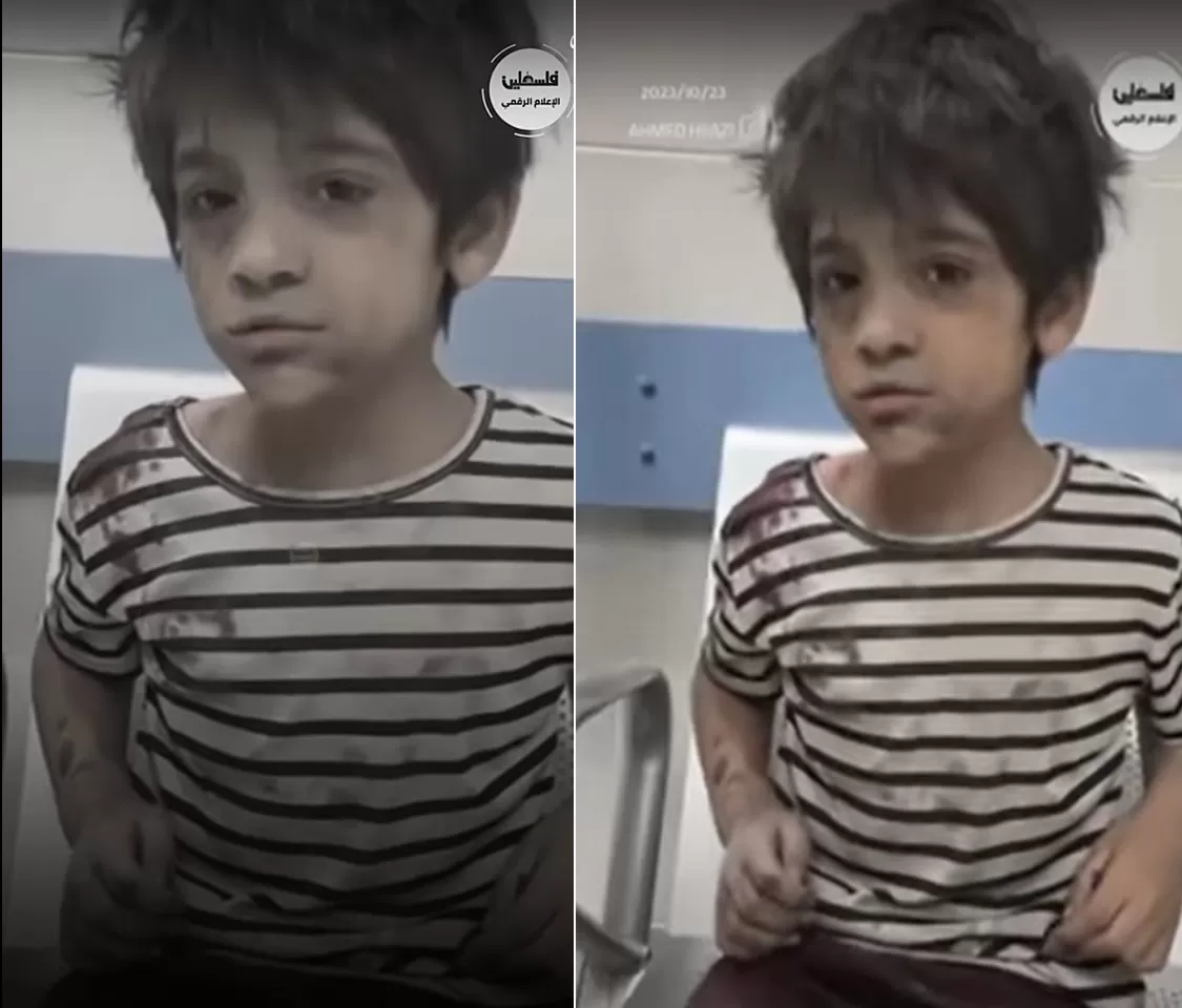 طفل فلسطيني يرتجف خوفا