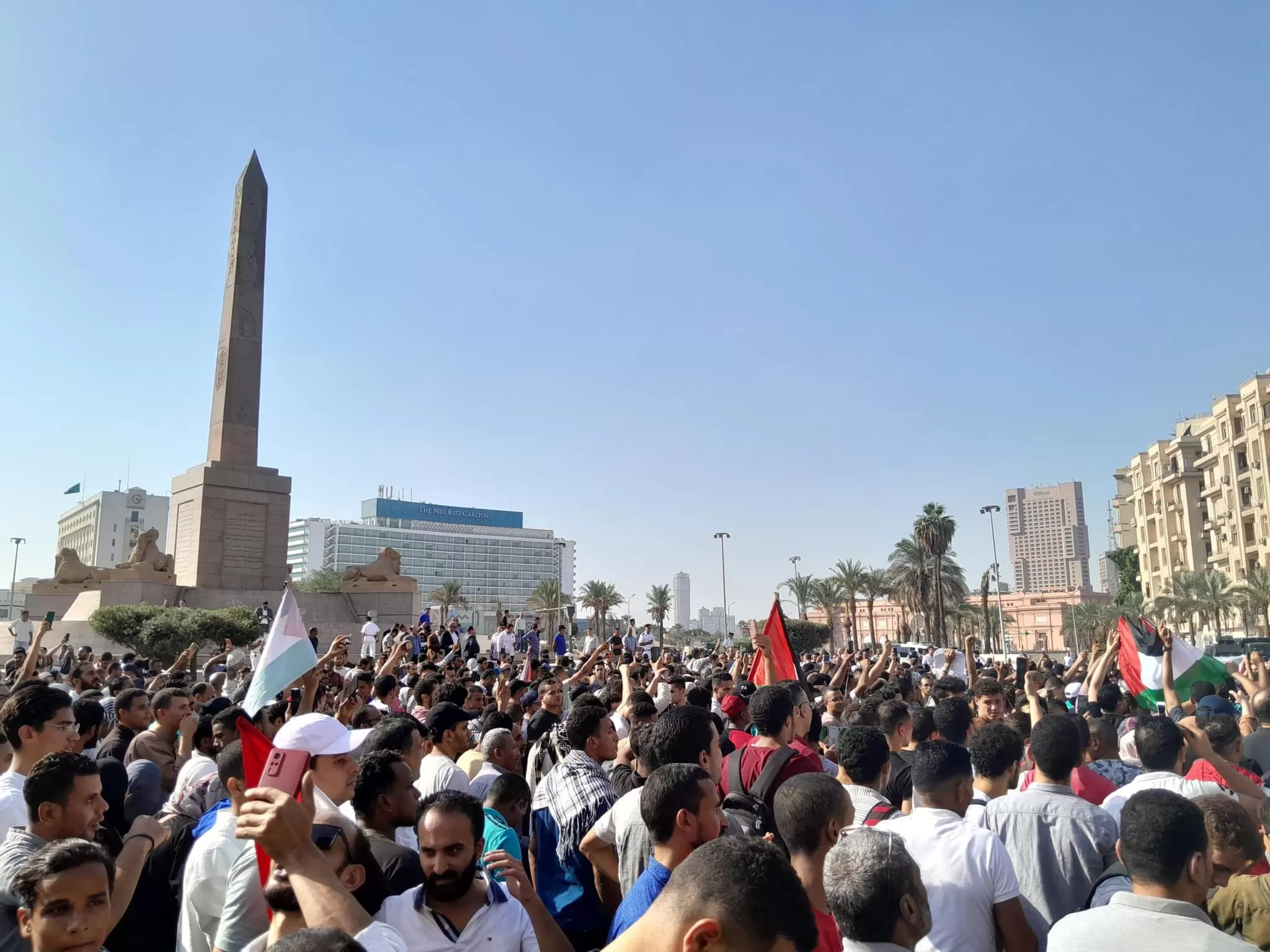 مظاهرات حاشدة في ميدان التحرير بمصر دعما لغزة وفلسطين