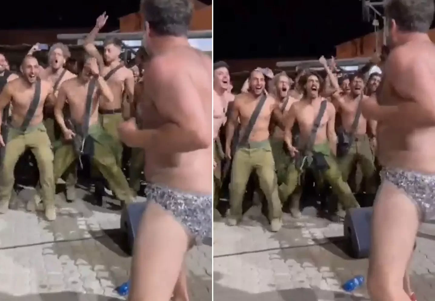 عومير آدم يرقص عاريا بين الجيش الإسرائيلي
