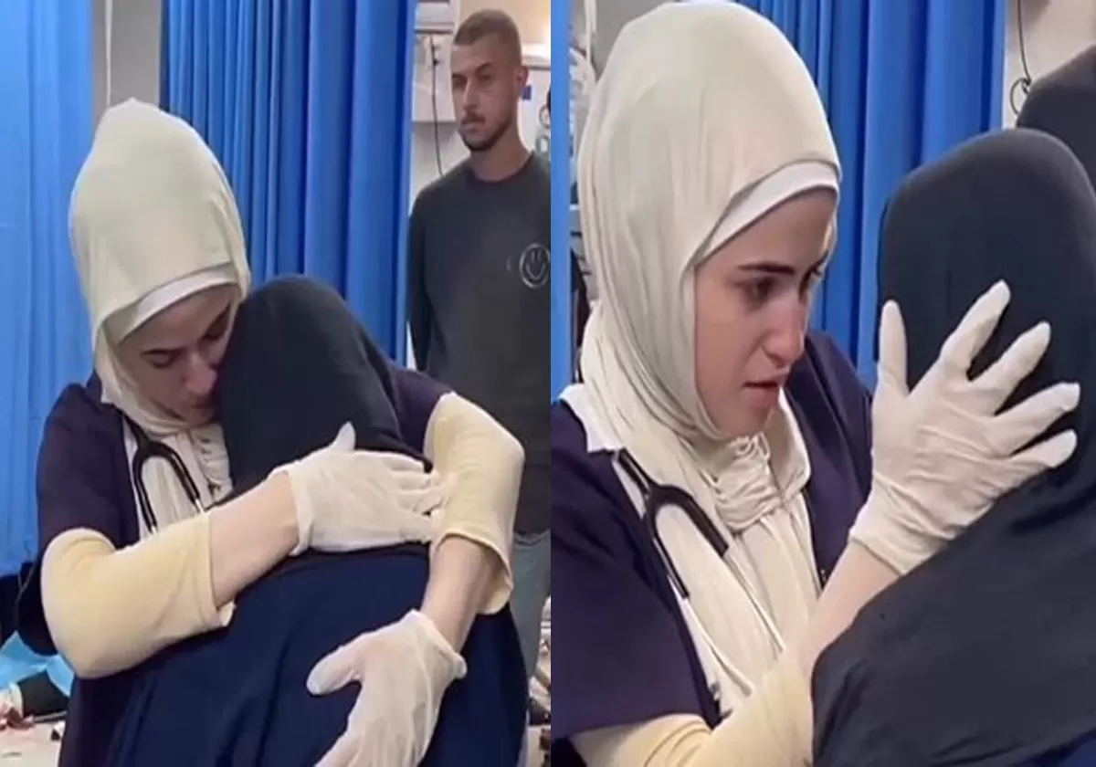 طبيبة فلسطينية تواسي أمهات الشهداء في غزة