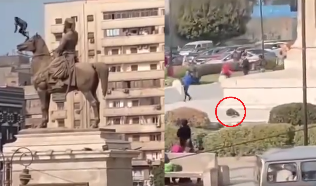 شاب سوداني يحاول الانتحار من أعلى تمثال إبراهيم باشا وسط القاهرة