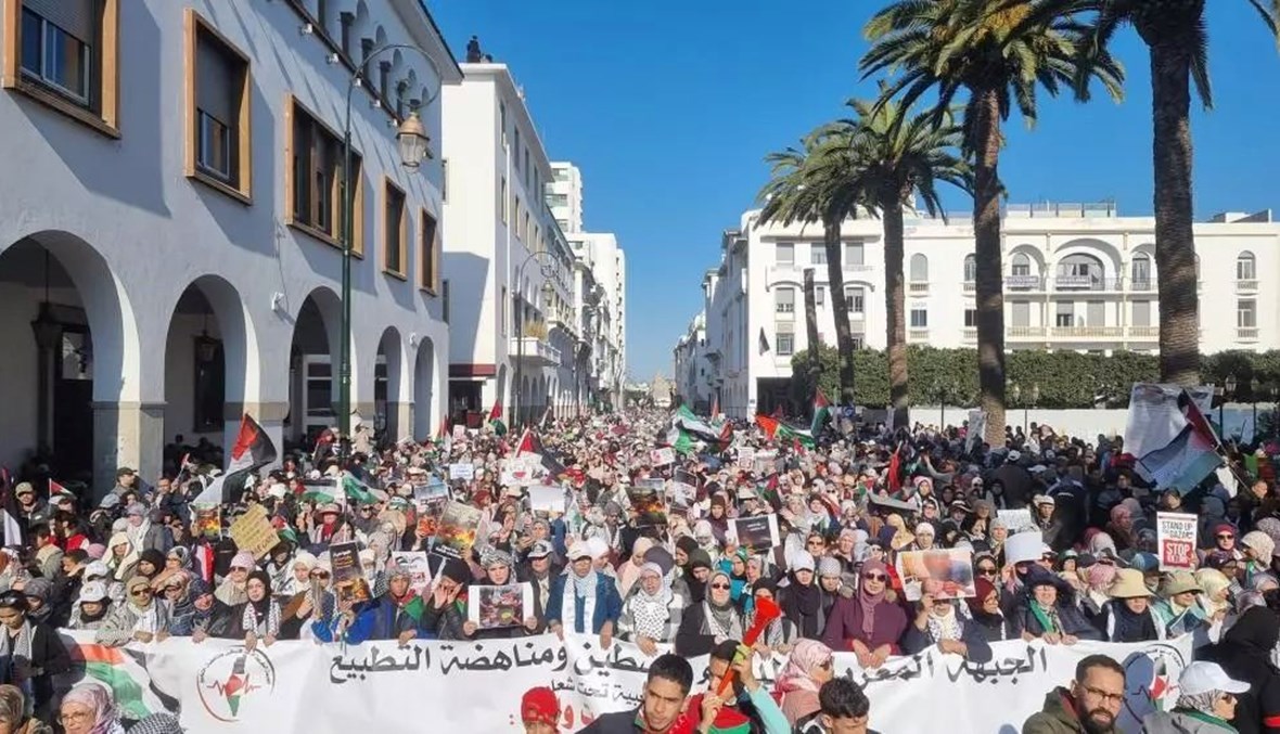 تظاهرات حاشدة في المغرب تضامنا مع القضية الفلسطينية وغزة