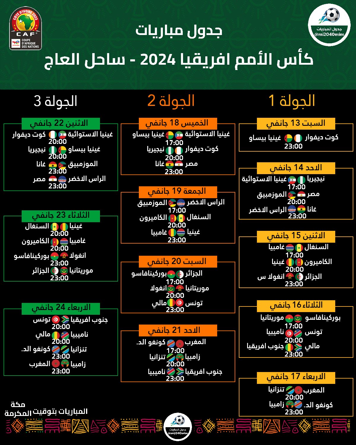مباريات كأس أمم أفريقيا 2024
