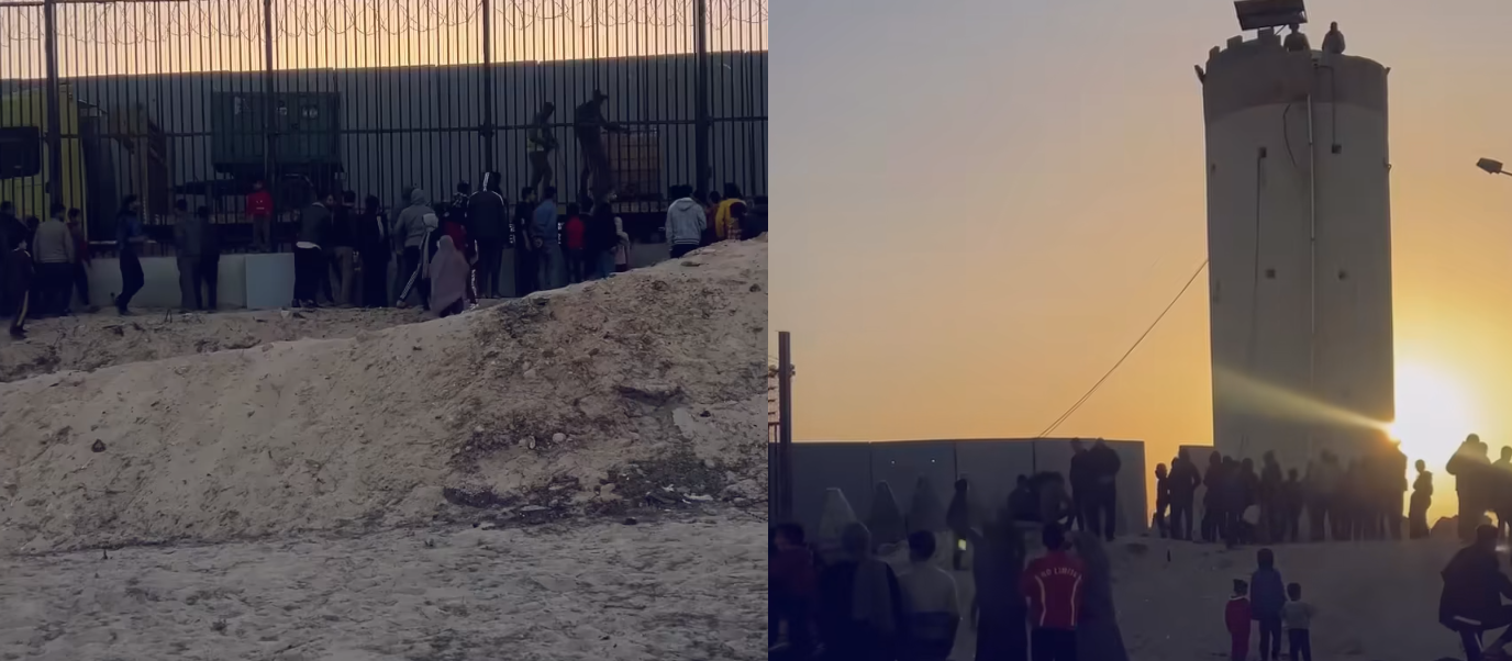 مصريون يمدون الفلسطينيين بالمساعدات عبر السياج الحدودي مع غزة