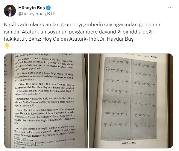 صورة لأحد الكتب التي تزعم أن أتاتورك من سلالة الرسول