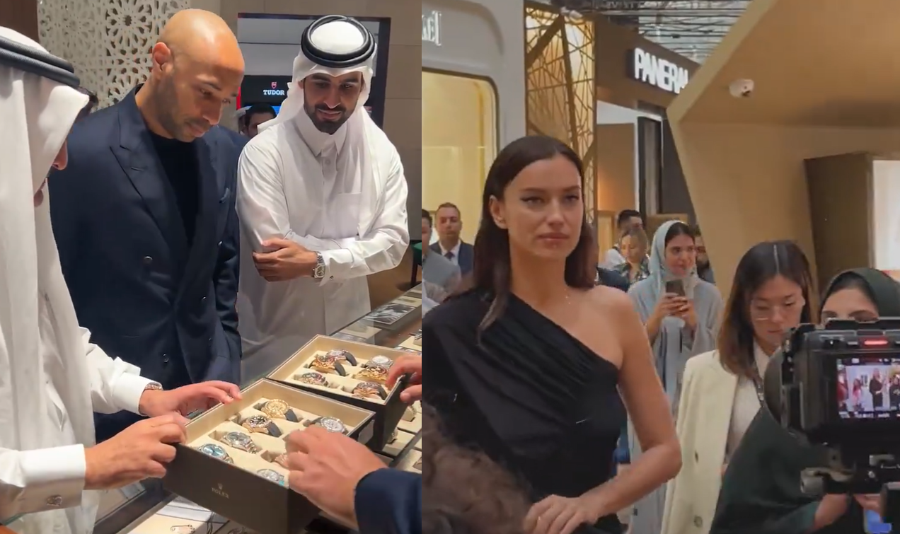 تيري هنري وإيرينا شايك في معرض الدوحة للمجوهرات