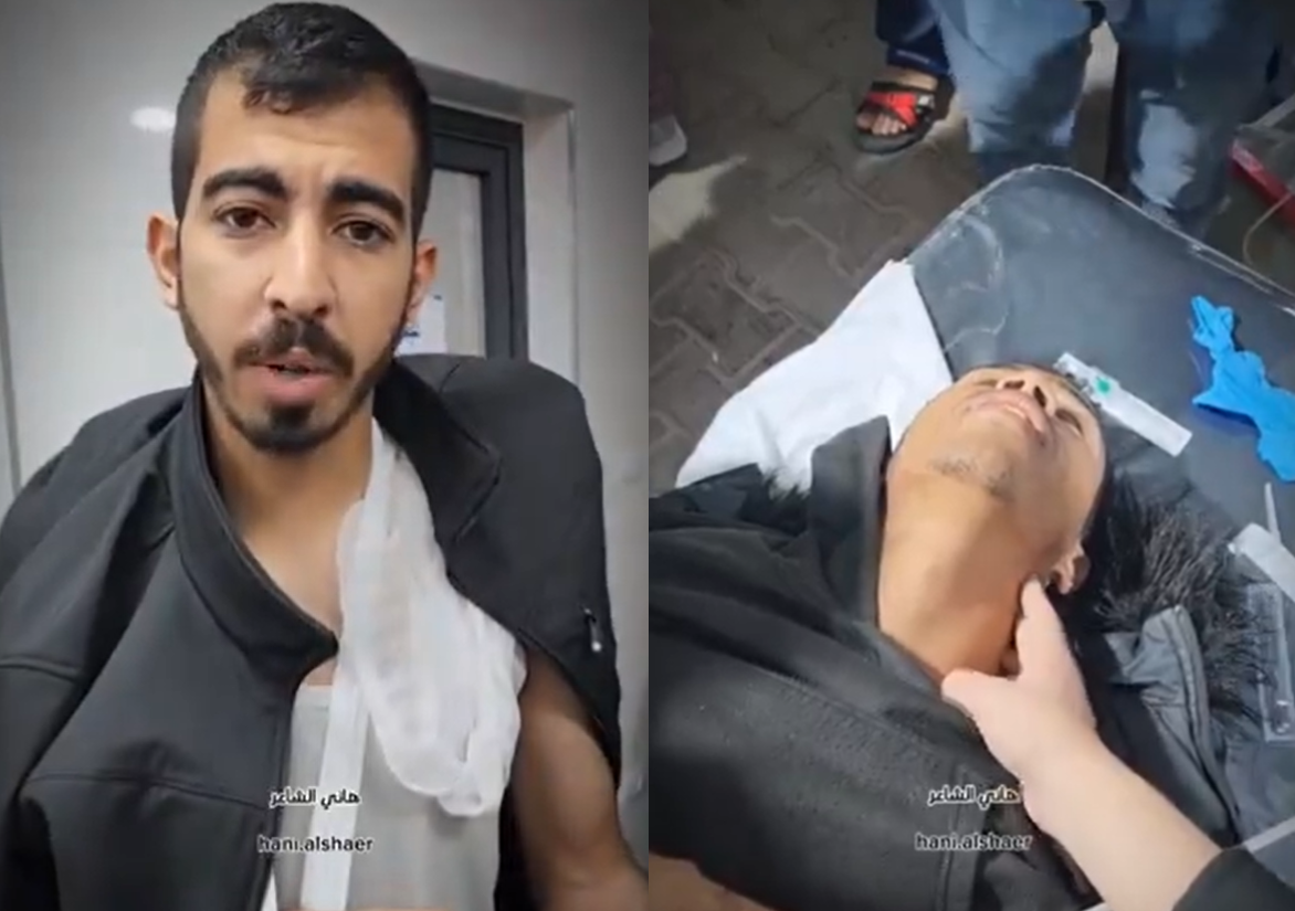 لحظة إصابة صالح الجعفراوي جراء قصف استهدفه مع أطباء مستشفى ناصر أثناء نزوحهم