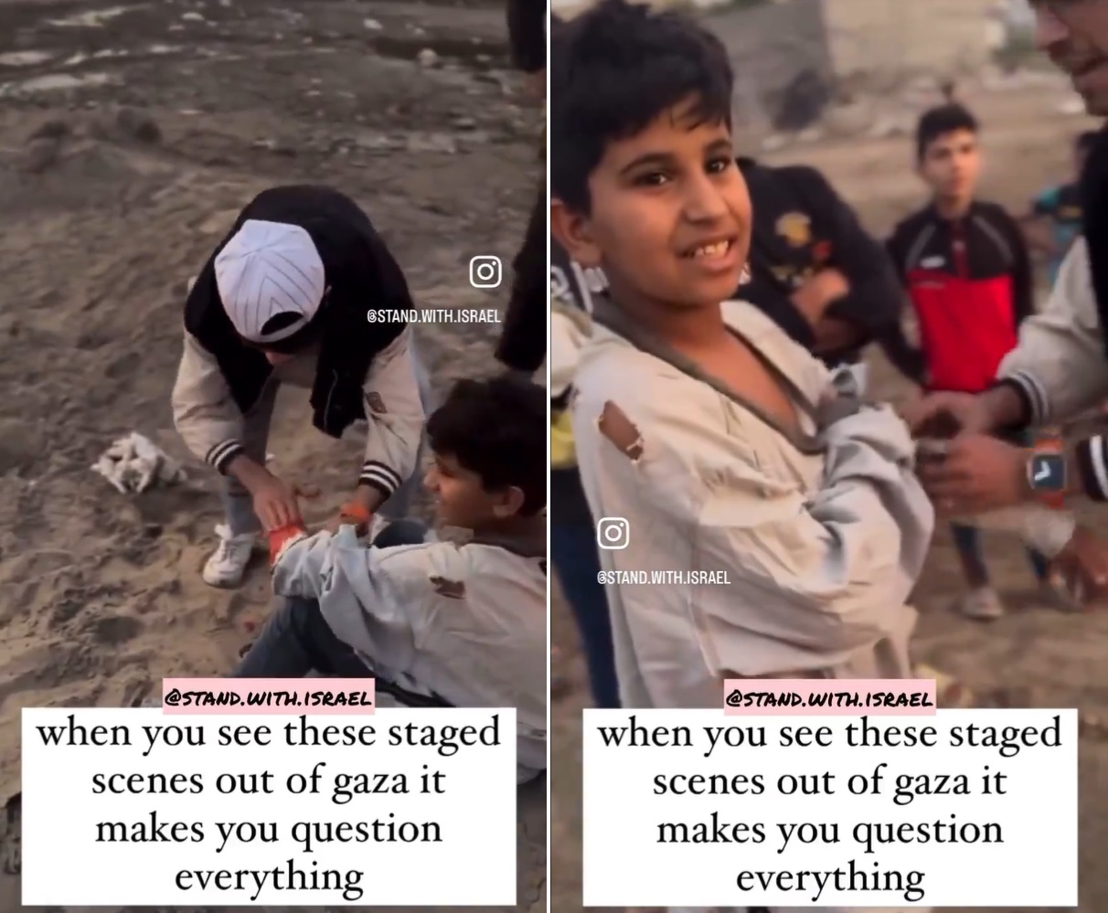 روجت حسابات إسرائيلية فيديو لأطفال يمزقون ملابسهم في غزة